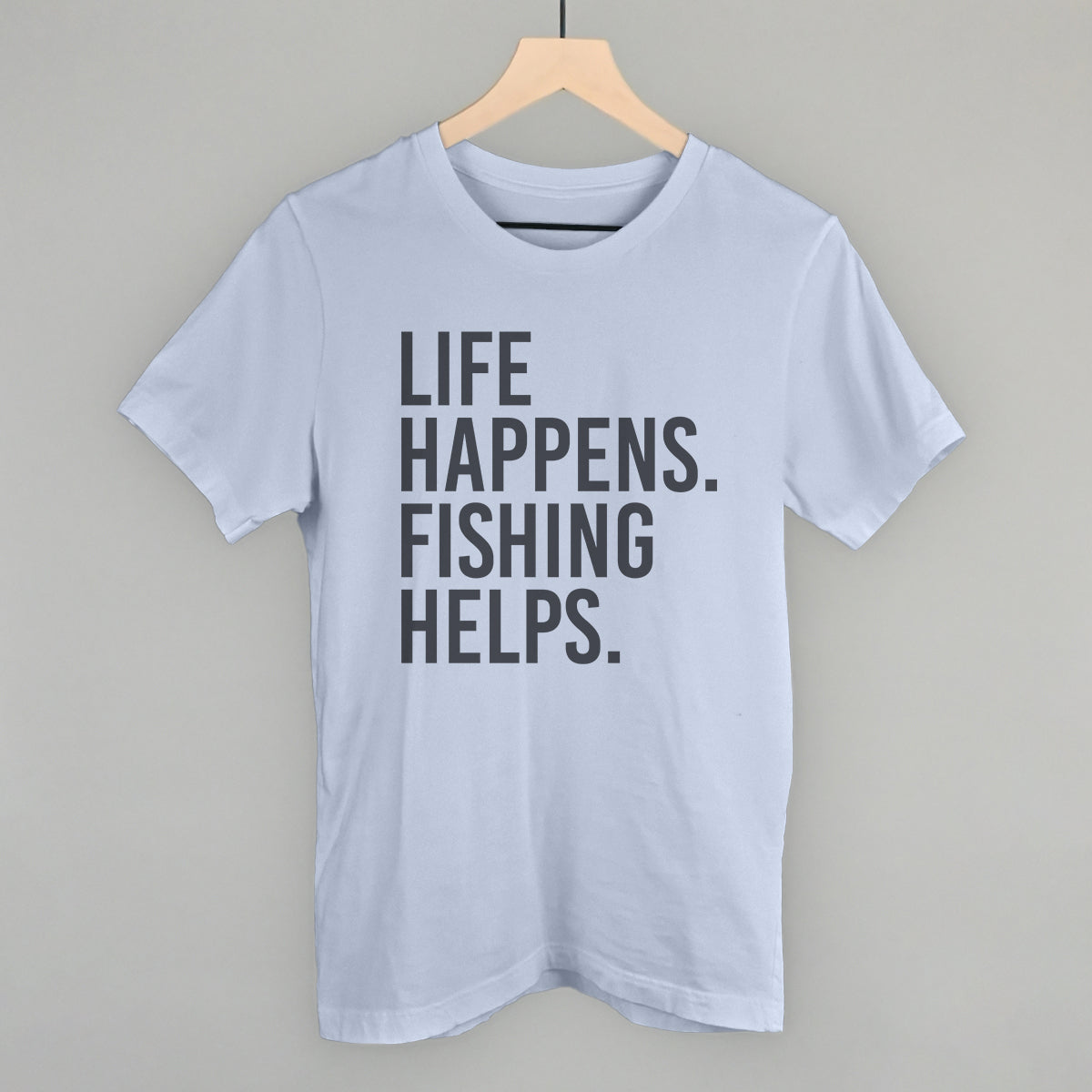 Life Happens Fishing Helps graphic tee in Light Blue