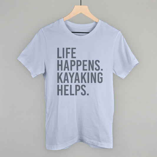 Life Happens Kayaking Helps graphic tee in Light Blue