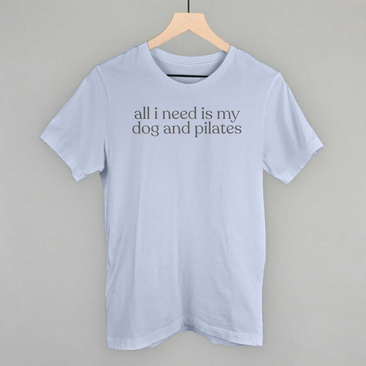 All I Need Is My Dog And Pilates Funny T-Shirt in Light Blue – Ivy + Cloth