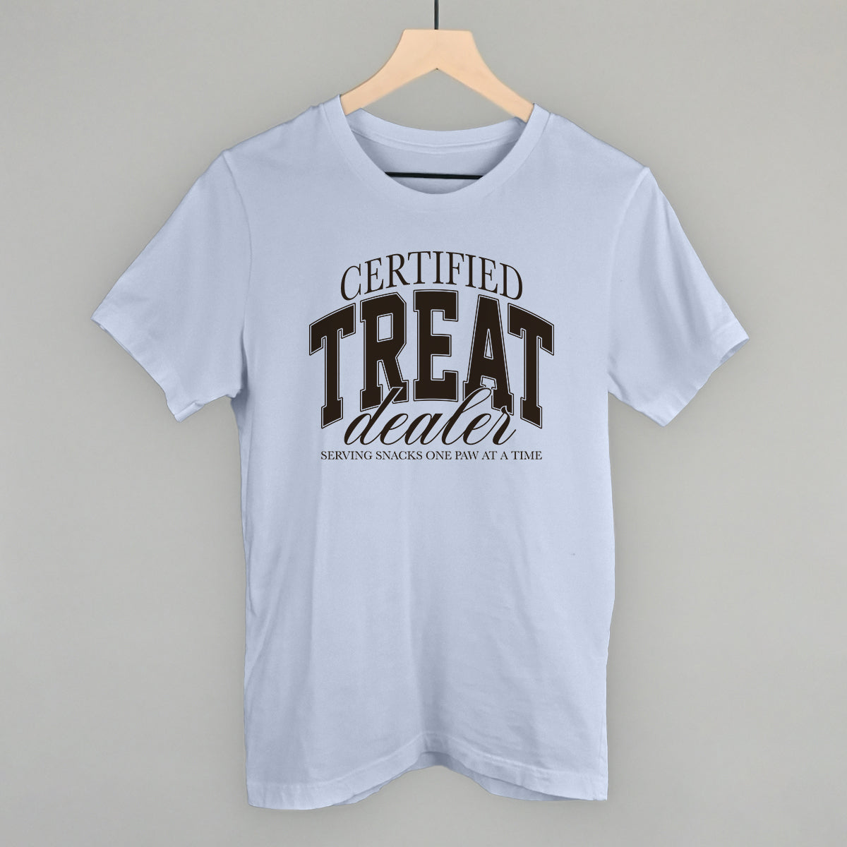 Certified Treat Dealer graphic tee in Light Blue