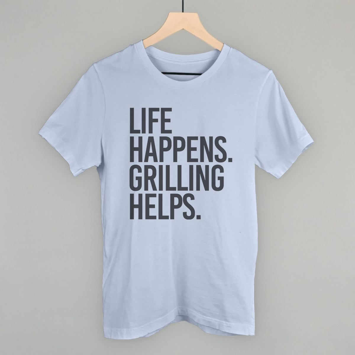 Life Happens Grilling Helps graphic tee in Light Blue