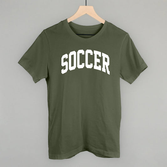Soccer Arch (White) Funny T-Shirt in Military Green – Ivy + Cloth