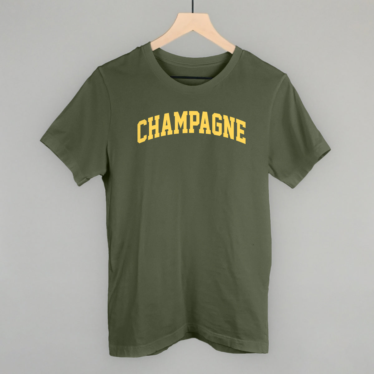 Champagne Arch Funny T-Shirt in Military Green – Ivy + Cloth