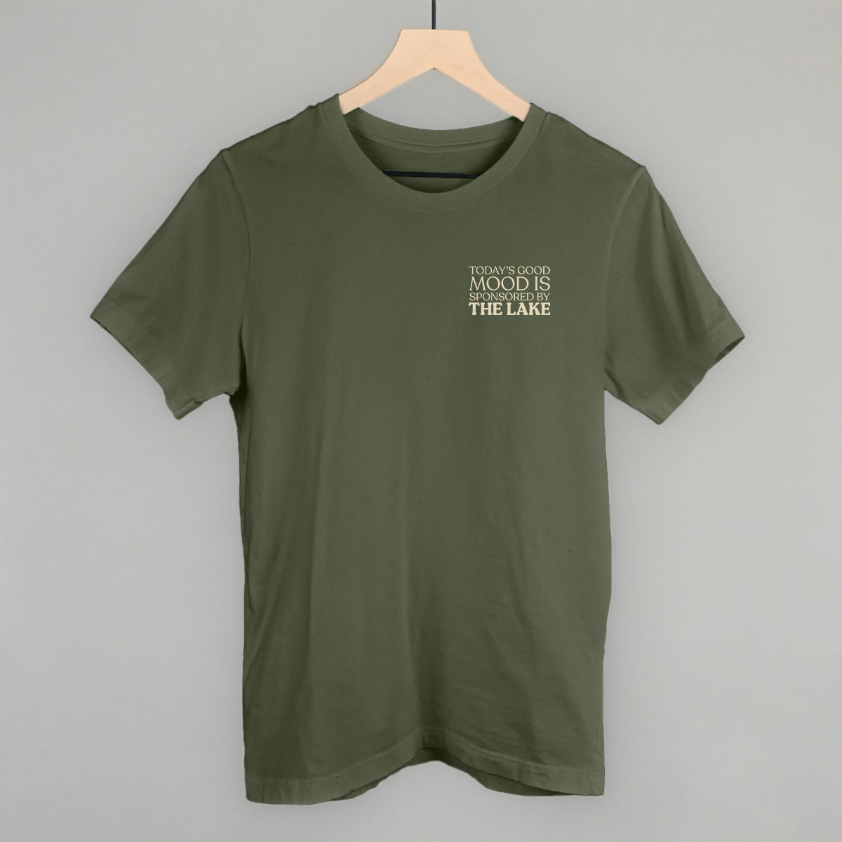 Good Mood Sponsored By The Lake graphic tee in Military Green