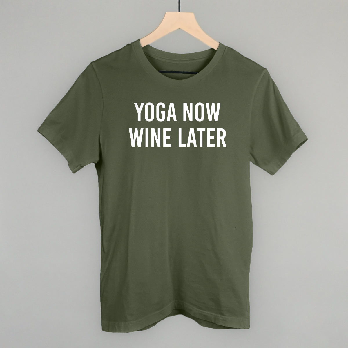 Yoga Now Wine Later Funny T-Shirt in Military Green – Ivy + Cloth