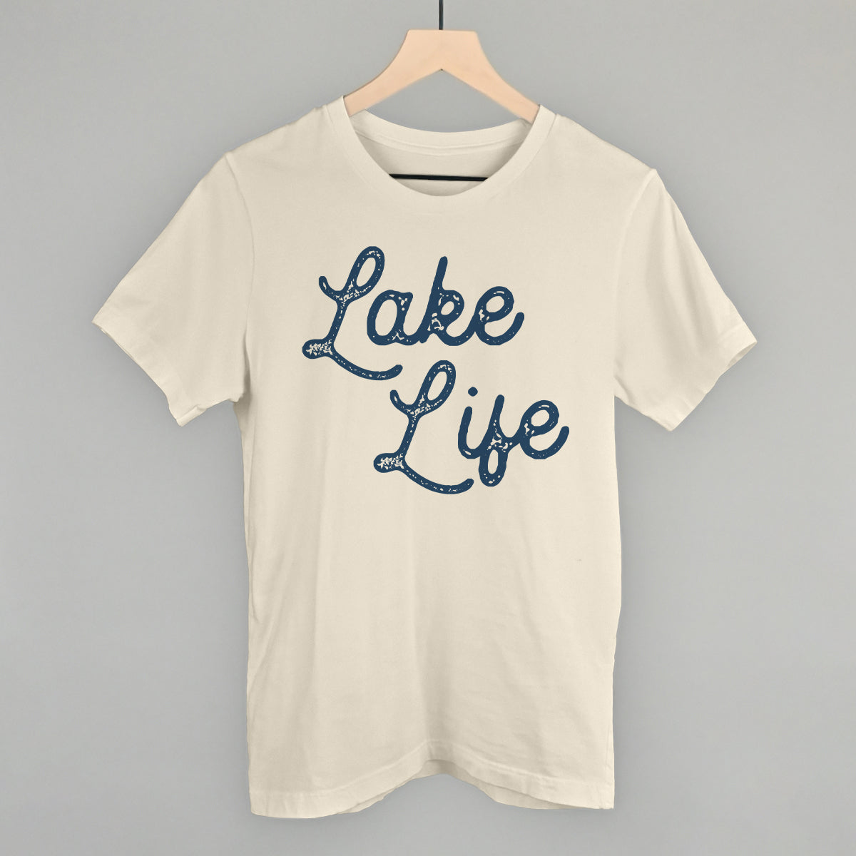 Lake Life (Distressed Script) Funny T-Shirt in Natural – Ivy + Cloth
