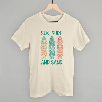 Sun, Surf and Sand Surfboards Beach graphic tee in Natural
