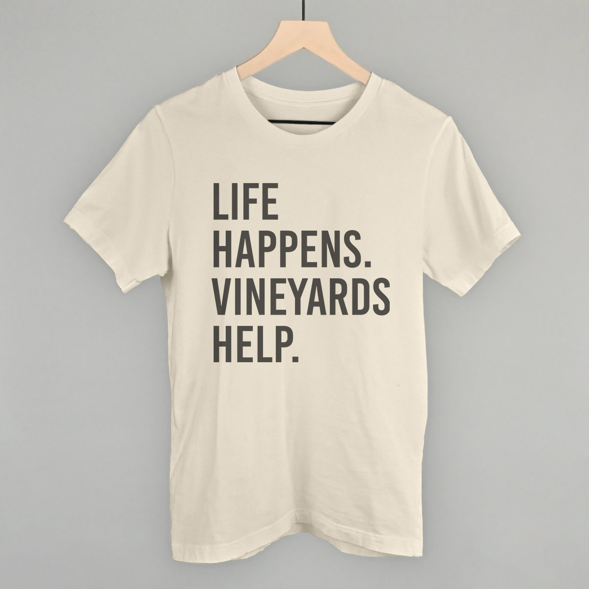 Life Happens Vineyards Help Wine graphic tee in Natural