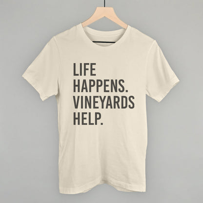 Life Happens Vineyards Help Wine graphic tee in Natural