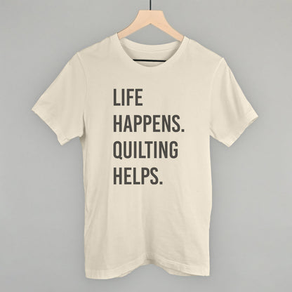 Life Happens Quilting Helps graphic tee in Natural