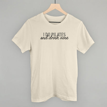 I Do Pilates and Drink Wine graphic tee in Natural