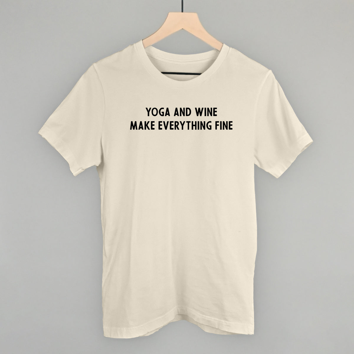 Yoga and Wine Make Everything Fine graphic tee in Natural
