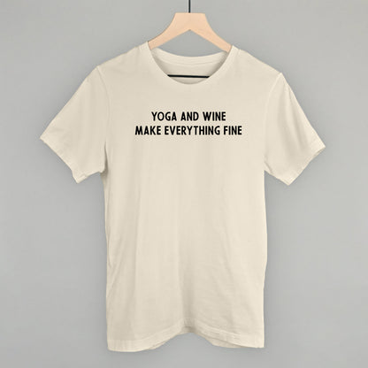 Yoga and Wine Make Everything Fine graphic tee in Natural