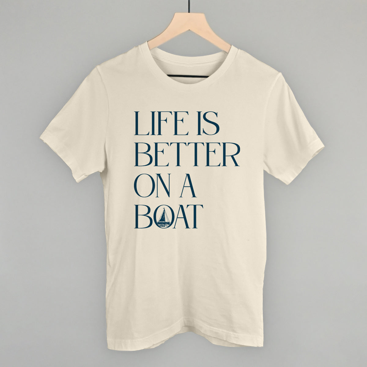 Life Is Better On A Boat graphic tee in Natural