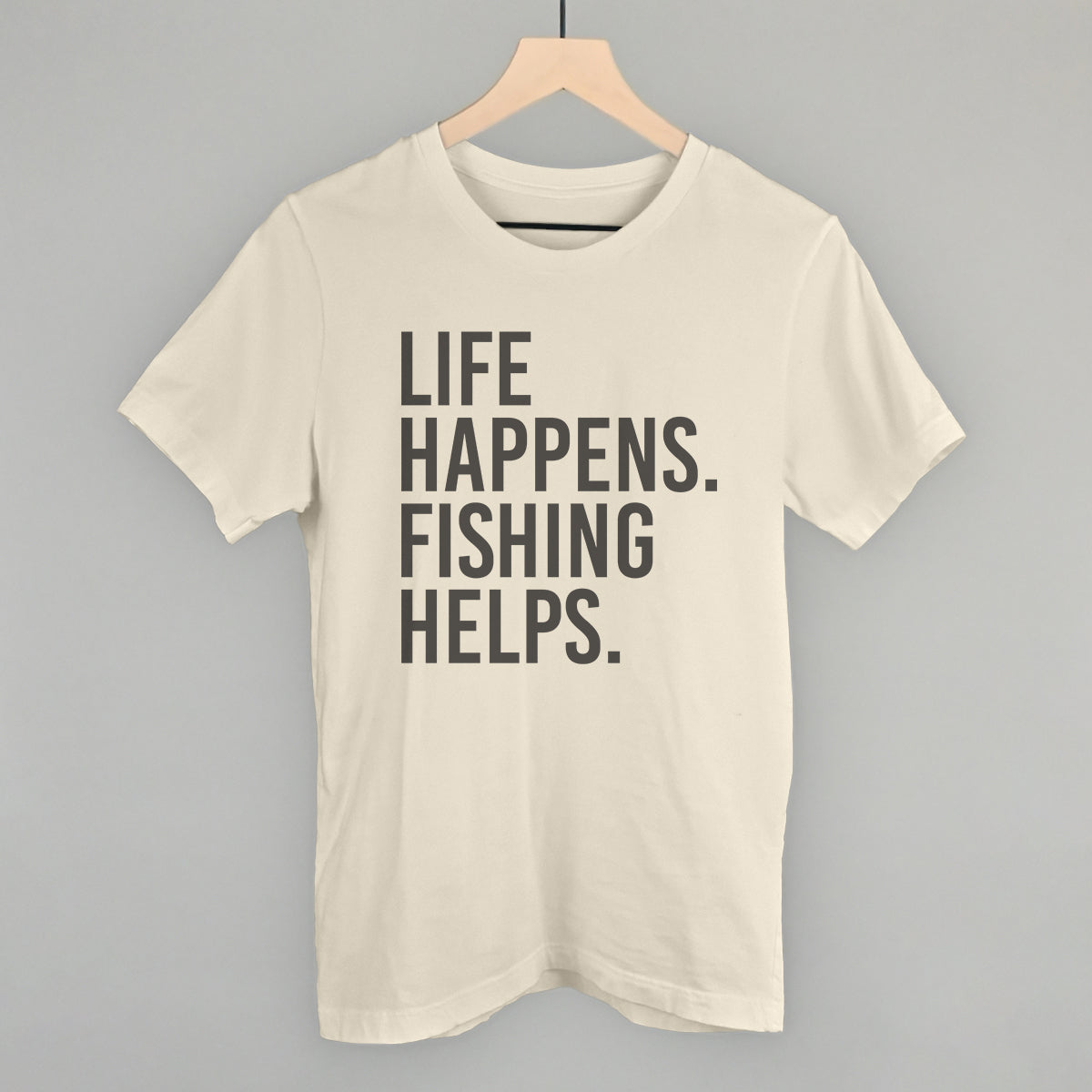 Life Happens Fishing Helps graphic tee in Natural