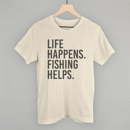 Life Happens Fishing Helps graphic tee in Natural