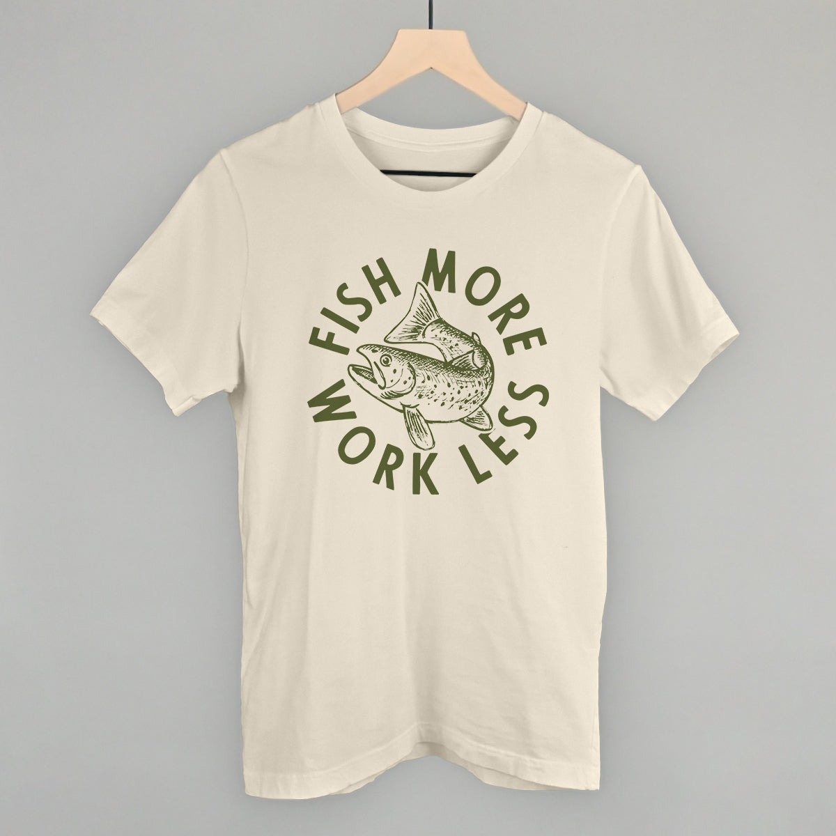 Fish More Work Less Funny T-Shirt in Natural – Ivy + Cloth