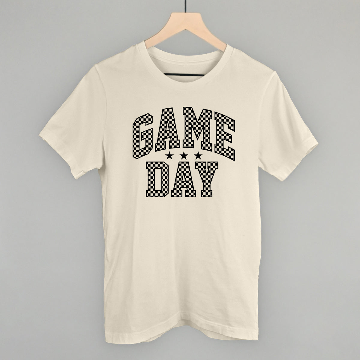 Game Day Checkered Arch Funny T-Shirt in Natural – Ivy + Cloth