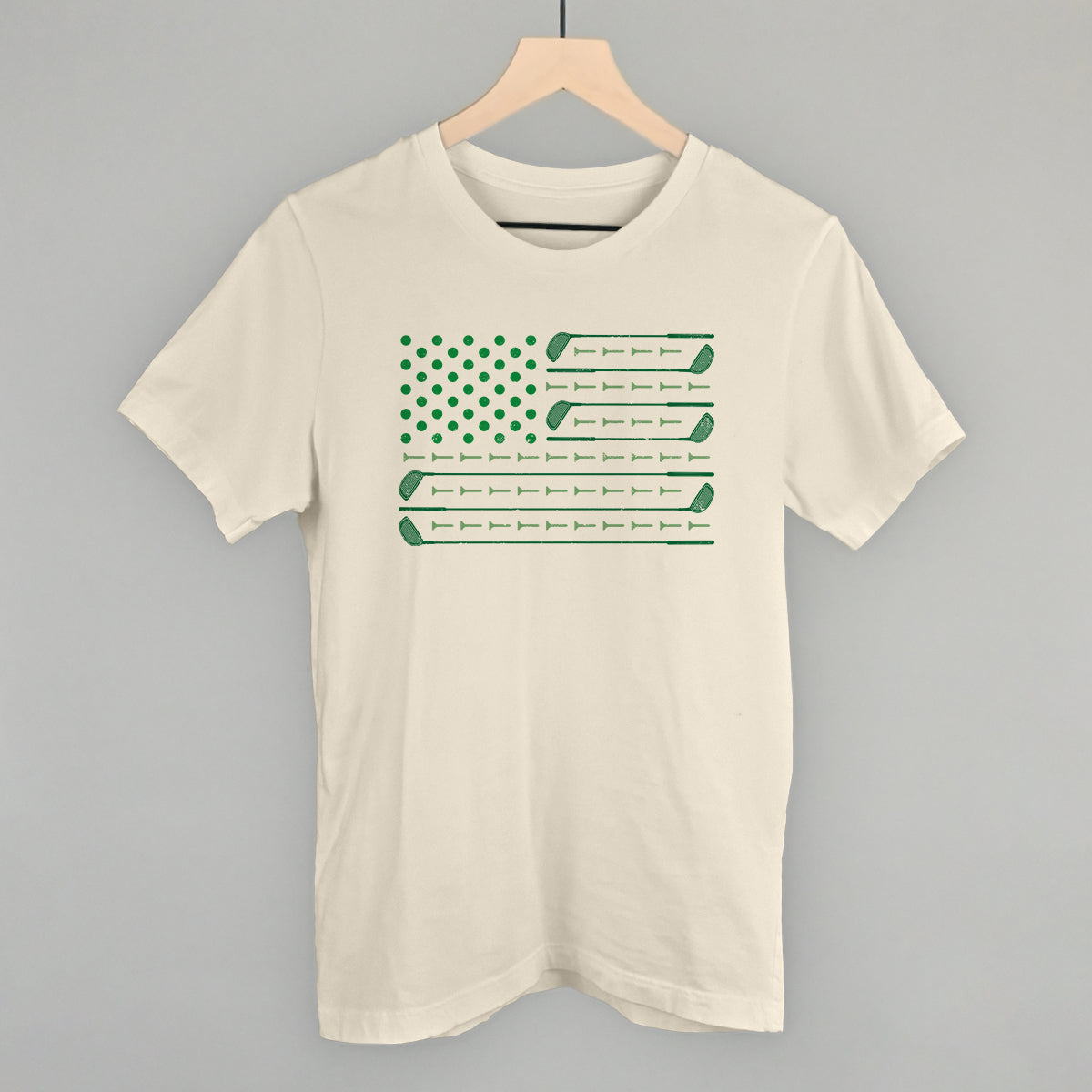 Golf American Flag (Green) Funny T-Shirt in Natural – Ivy + Cloth
