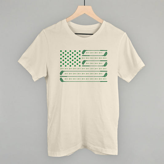 Golf American Flag (Green) Funny T-Shirt in Natural – Ivy + Cloth