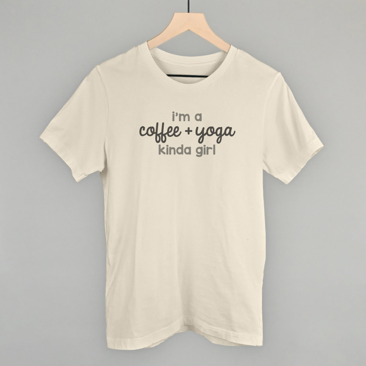 I'm A Coffee + Yoga Kinda Girl graphic tee in Natural