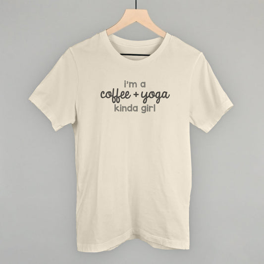 I'm A Coffee + Yoga Kinda Girl graphic tee in Natural