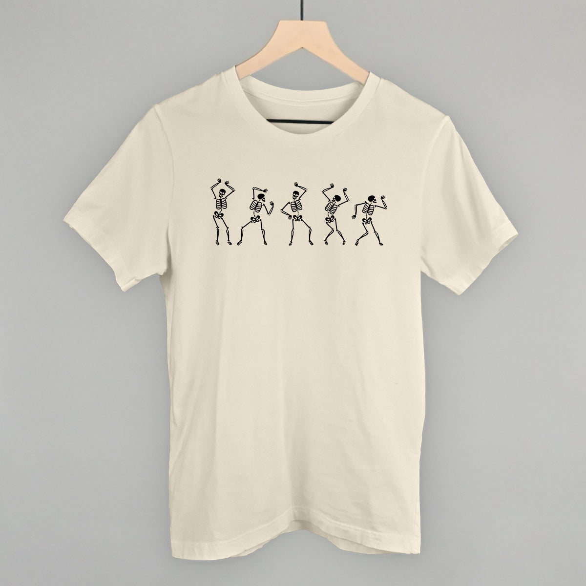 Dancing Skeletons Halloween graphic tee in Natural