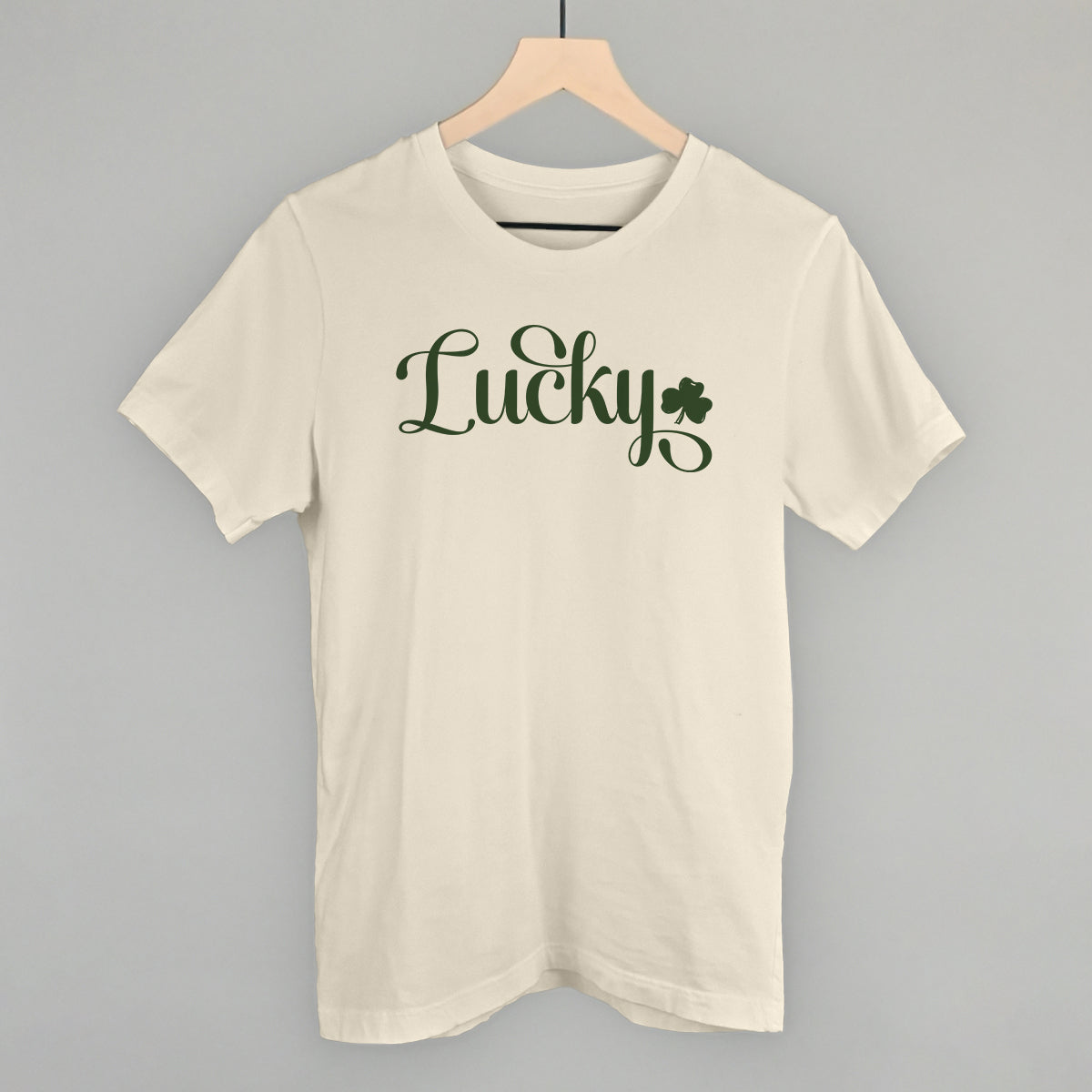 Lucky Script + Clover Funny T-Shirt in Natural – Ivy + Cloth