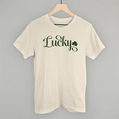Lucky Script + Clover Funny T-Shirt in Natural – Ivy + Cloth