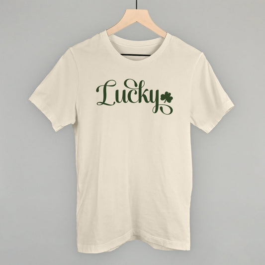 Lucky Script + Clover Funny T-Shirt in Natural – Ivy + Cloth