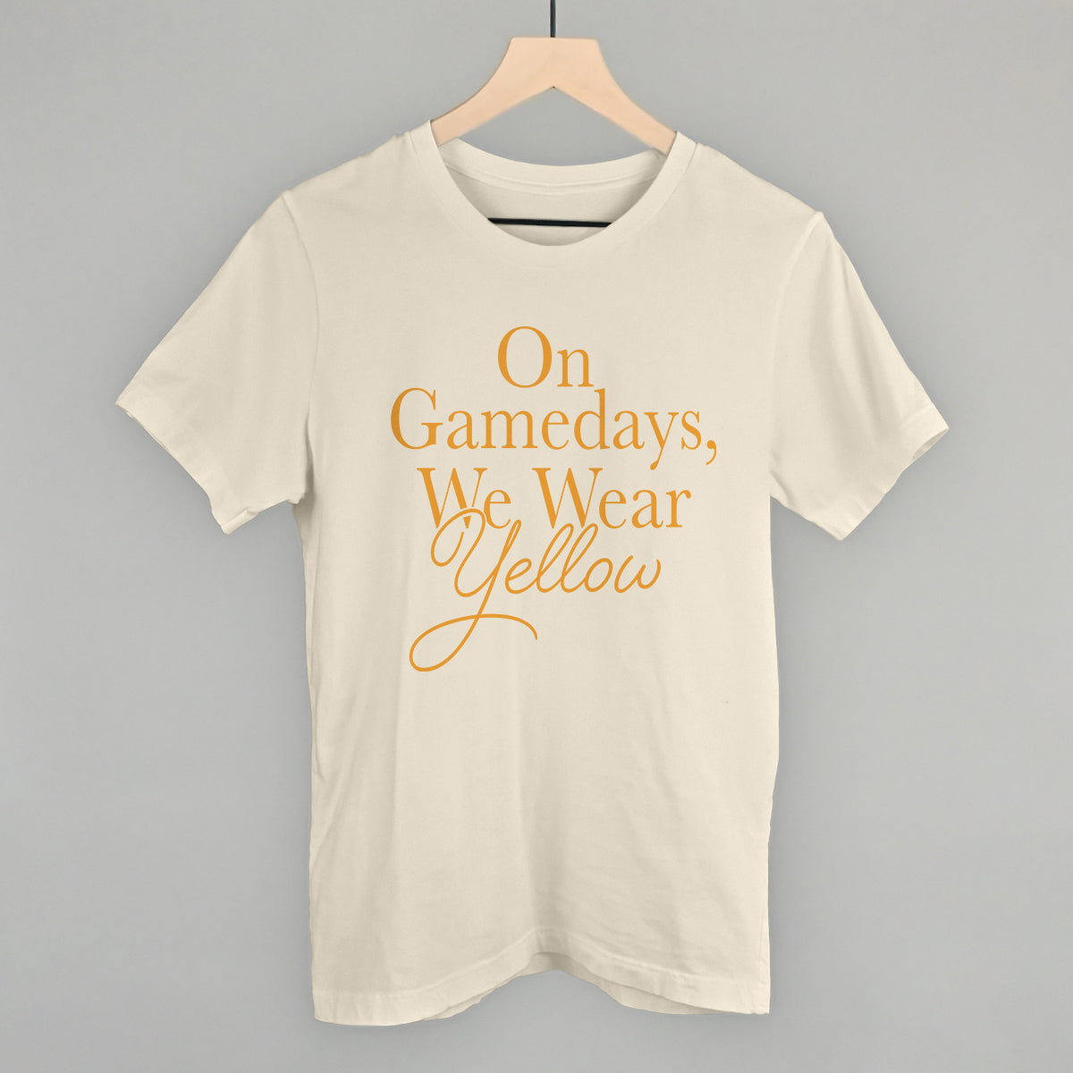On Game Days We Wear Yellow Football graphic tee in Natural