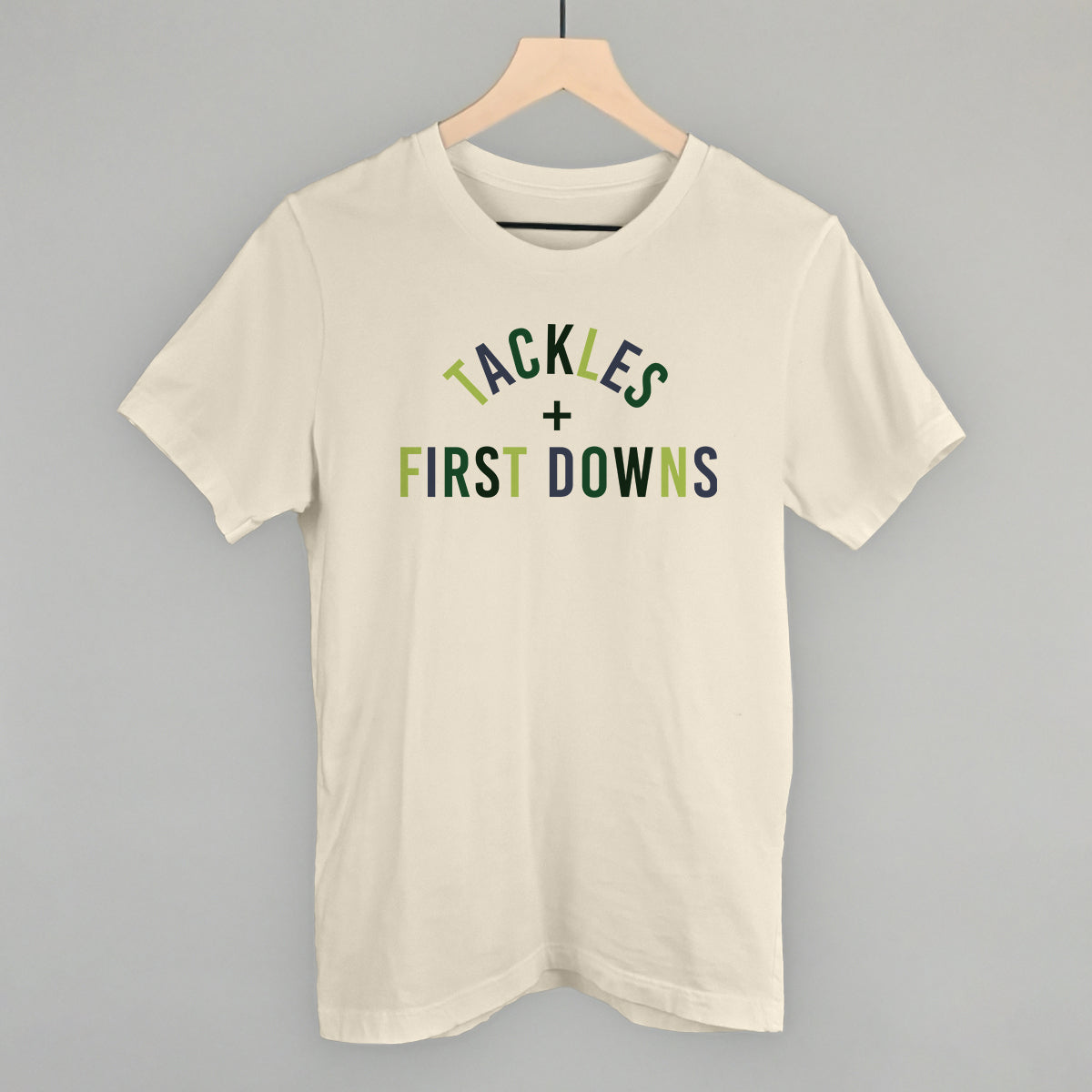 Tackles and First Downs Football graphic tee in Natural