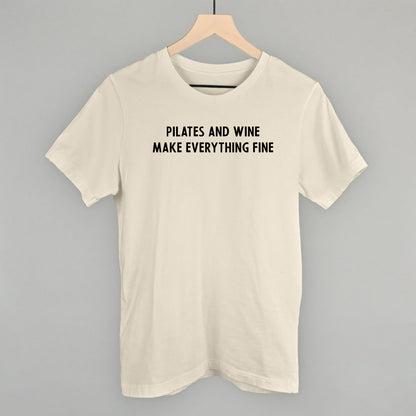 Pilates And Wine Make Everything Fine Funny T-Shirt in Natural – Ivy + Cloth