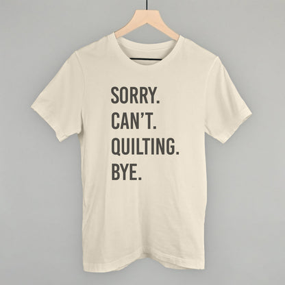 Sorry Can't Quilting Bye graphic tee in Natural