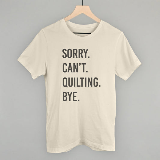 Sorry Can't Quilting Bye graphic tee in Natural