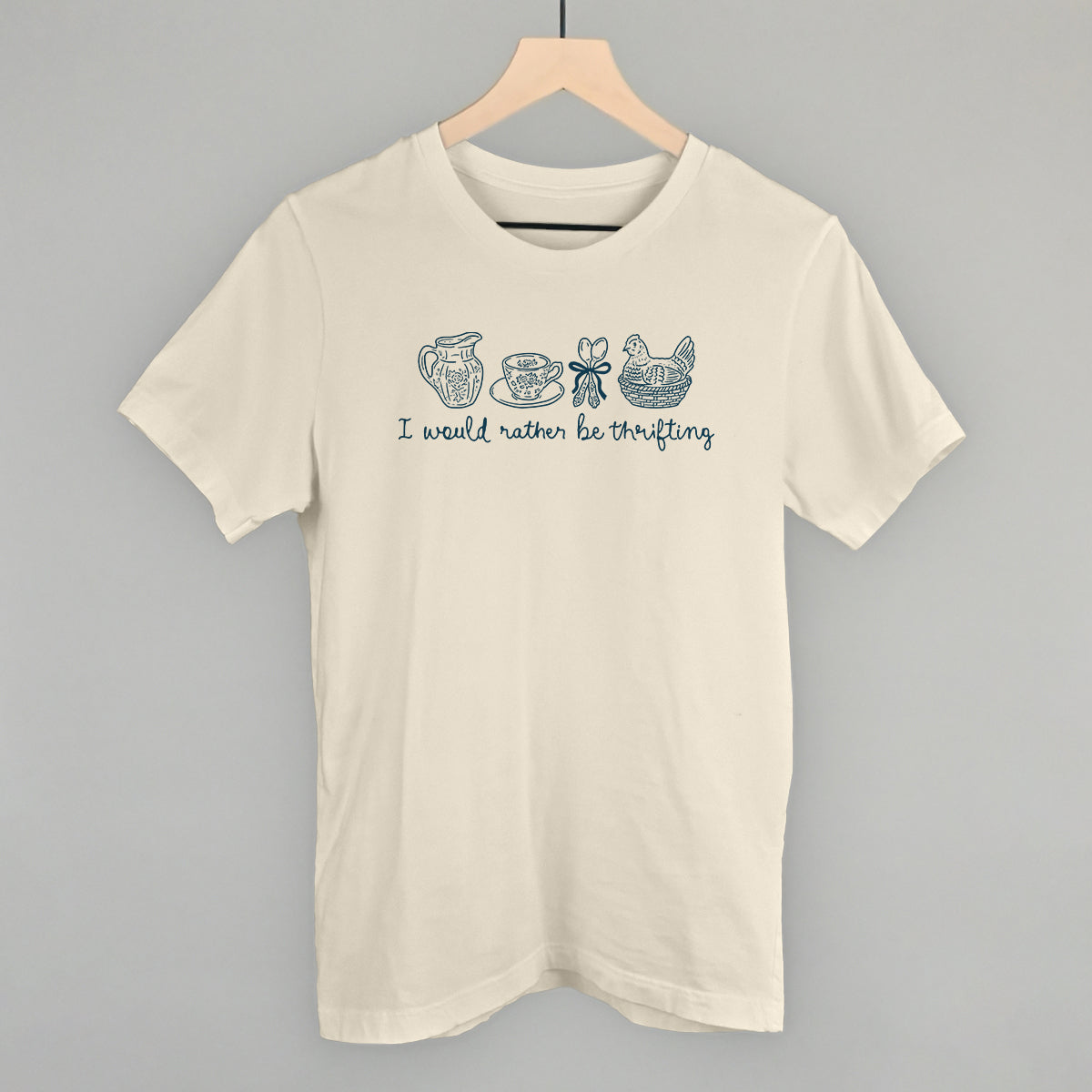 I Would Rather Be Thrifting graphic tee in Natural