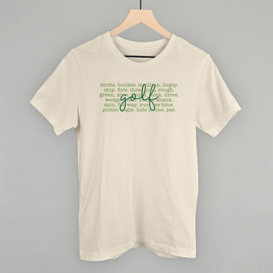 Golf Terms With Script Funny T-Shirt in Natural – Ivy + Cloth