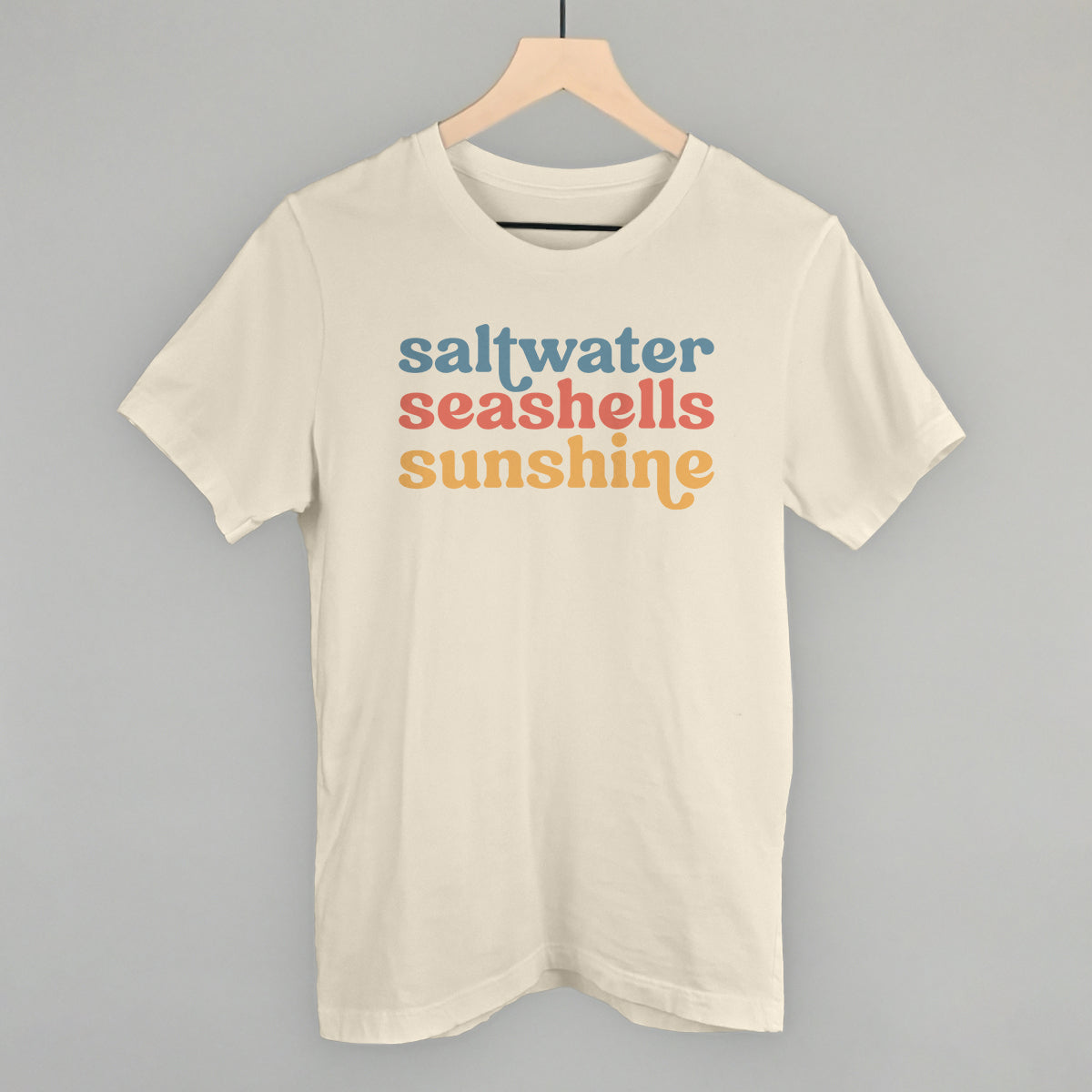 Saltwater, Seashells, Sunshine Beach graphic tee in Natural