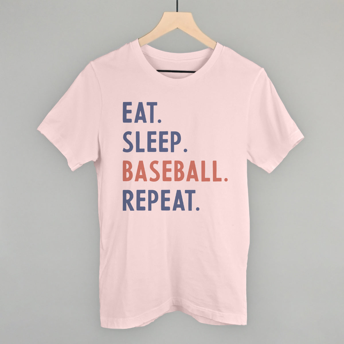 Eat Sleep Baseball Repeat Funny T-Shirt in Soft Pink – Ivy + Cloth