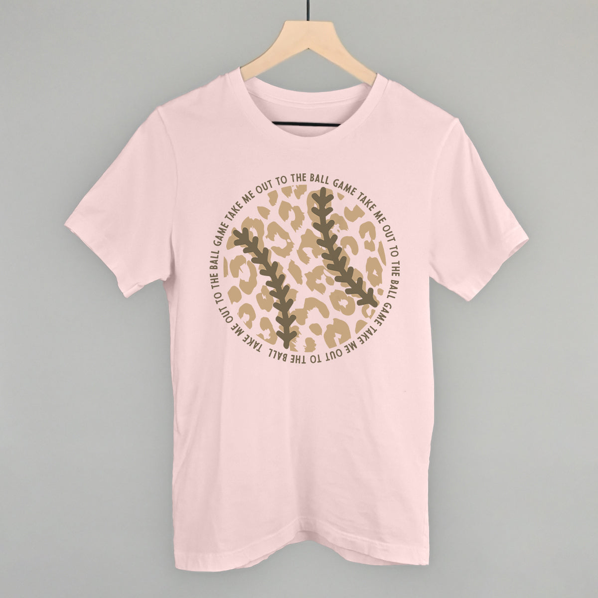 Take Me Out To The Ball Game (Leopard Baseball) Funny T-Shirt in Soft Pink – Ivy + Cloth