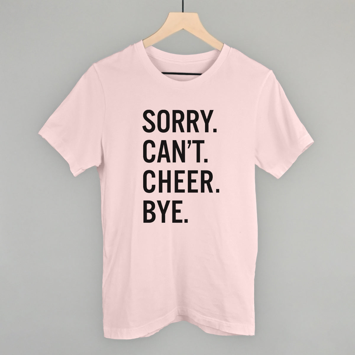 Sorry Can't Cheer Bye Funny T-Shirt in Soft Pink – Ivy + Cloth