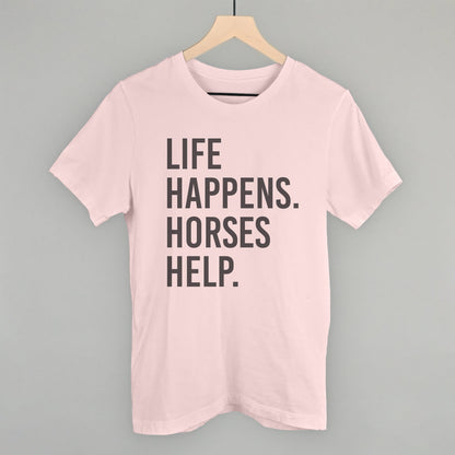Life Happens Horses Help Horse Lover graphic tee in Soft Pink