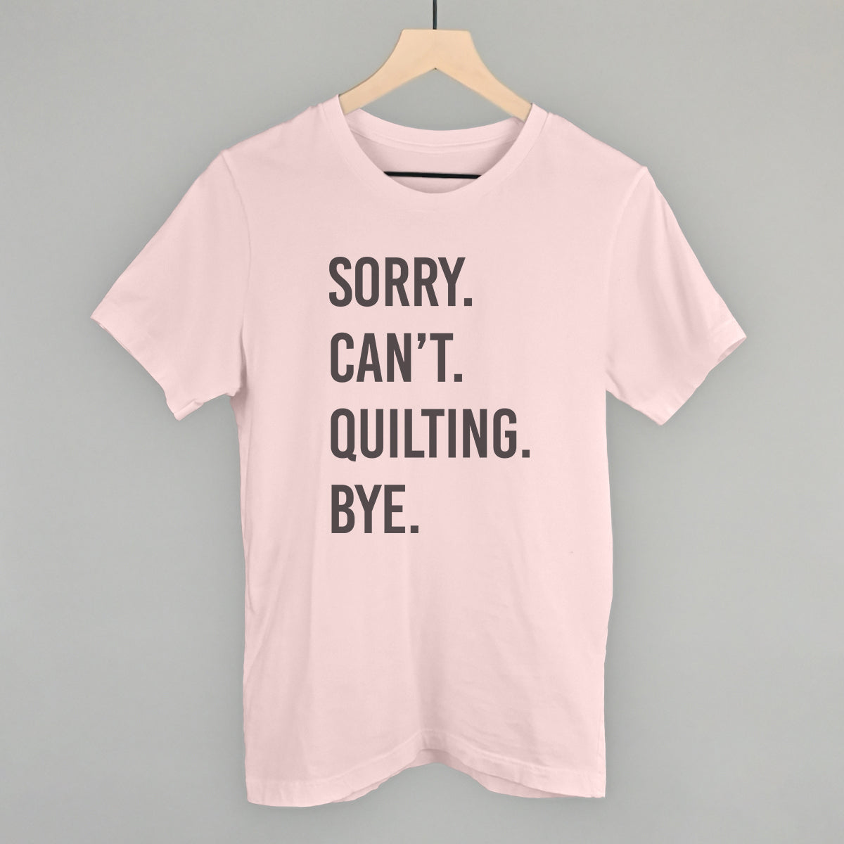 Sorry Can't Quilting Bye graphic tee in Soft Pink