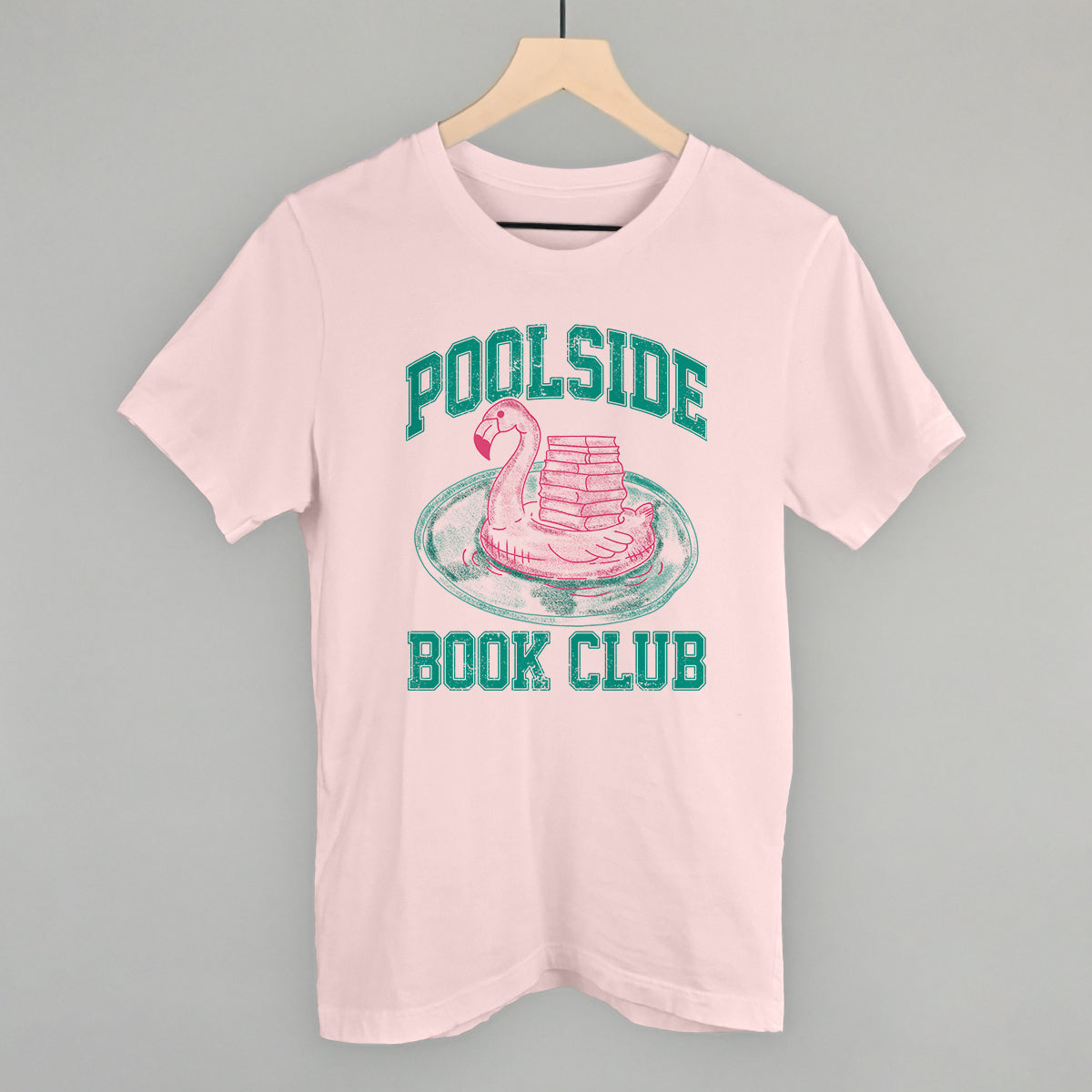 Poolside Book Club (Pink + Teal) Funny T-Shirt in Soft Pink – Ivy + Cloth