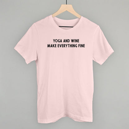 Yoga and Wine Make Everything Fine graphic tee in Soft Pink