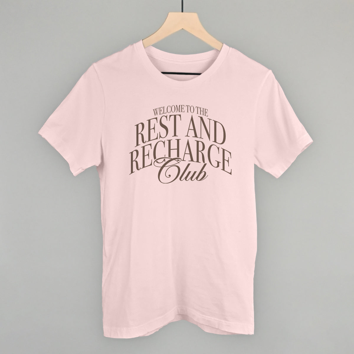 Rest and Recharge Club graphic tee in Soft Pink