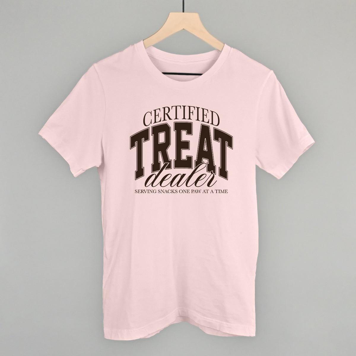 Certified Treat Dealer graphic tee in Soft Pink