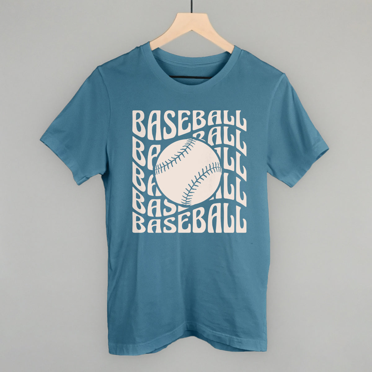 Baseball (Groovy Wave) Funny T-Shirt in Steel Blue – Ivy + Cloth
