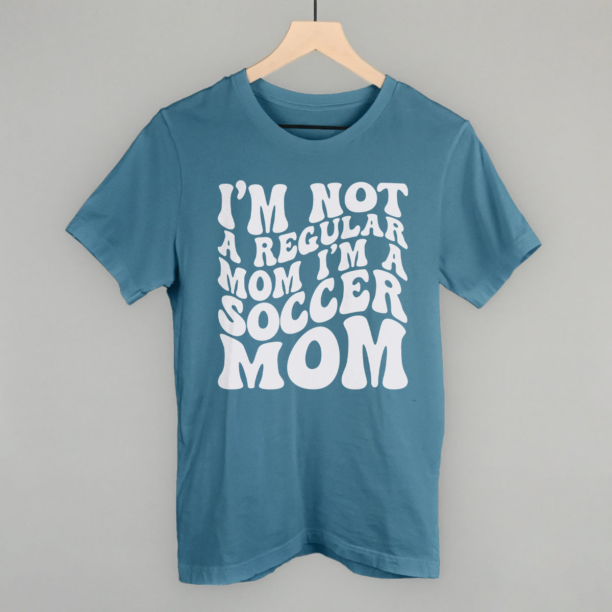 Not a Regular Mom Soccer Funny T-Shirt in Steel Blue – Ivy + Cloth