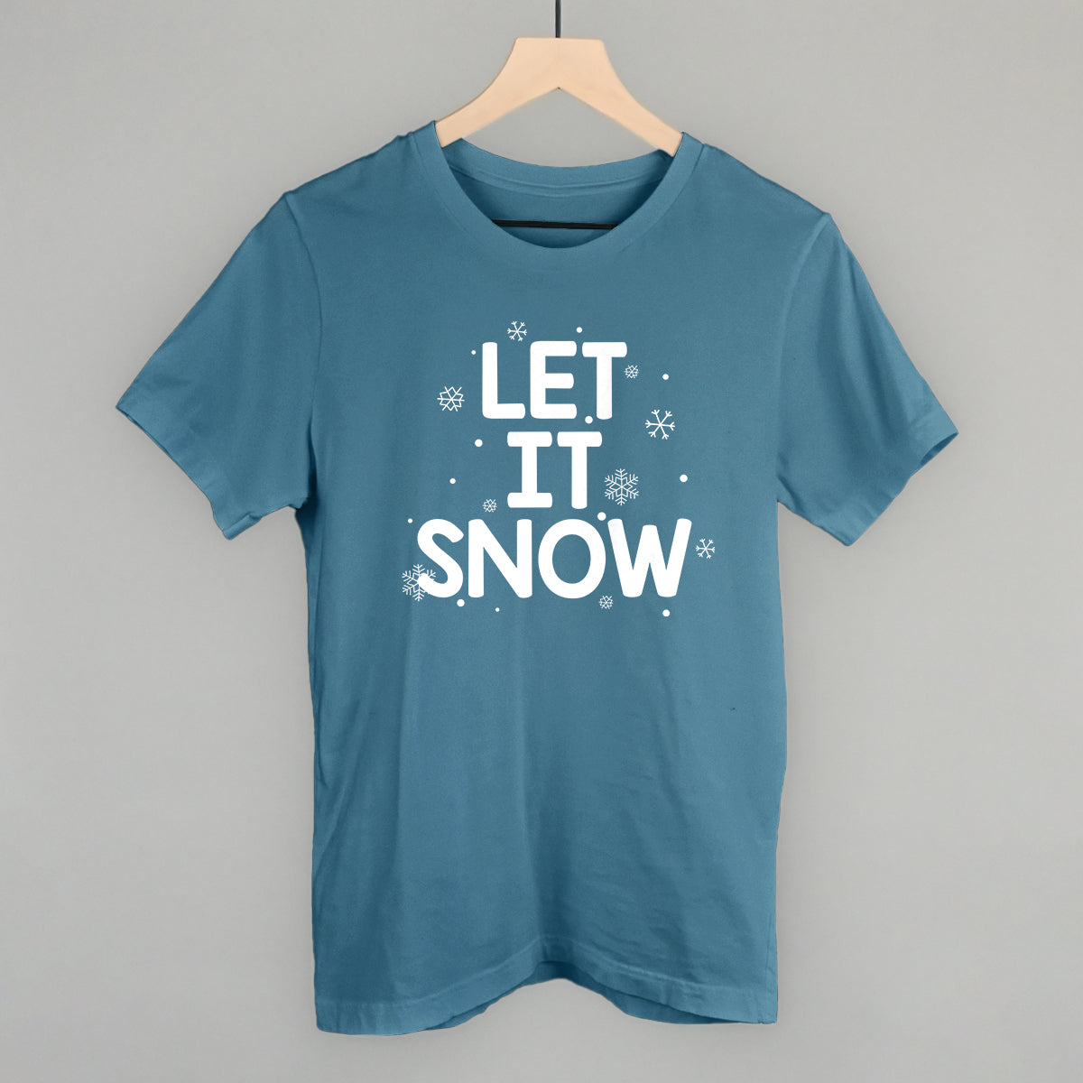 Let It Snow (White) Funny T-Shirt in Steel Blue – Ivy + Cloth